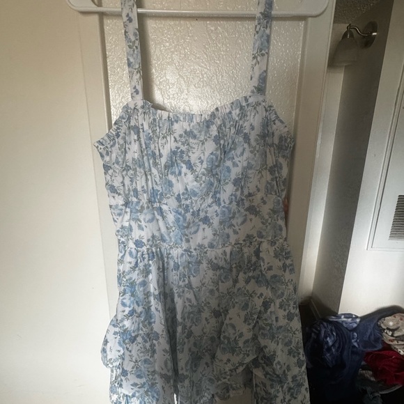 Arula Floral Blue and White Dress - Picture 1 of 4